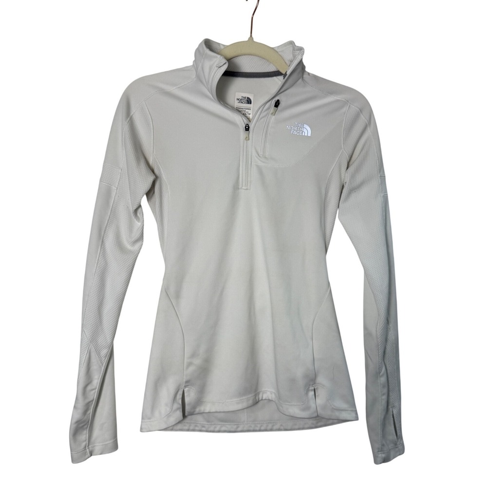 The North Face FlashDry Pullover Women XS White Excellent 1/4 Zip Thumbholes